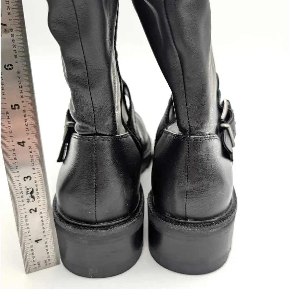 Vince Camuto Abrila Faux Leather Tall Over the Knee Boots Black Size US8M EU39